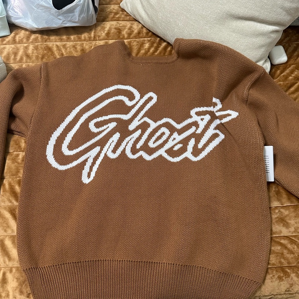Ghost Women's Brown Crewneck Sweater with White Design
